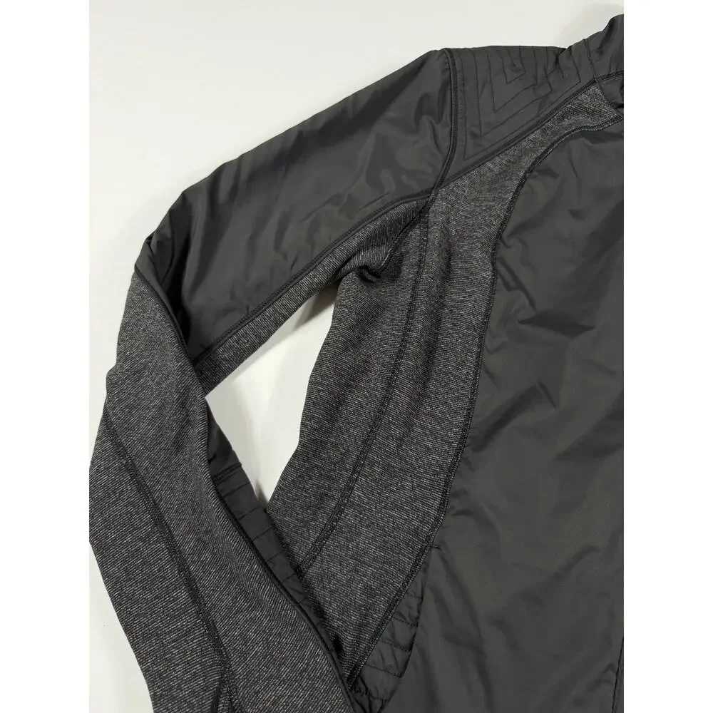 Lululemon Rebel Runner Jacket Black Wee Stripe Heathered Black Size 12